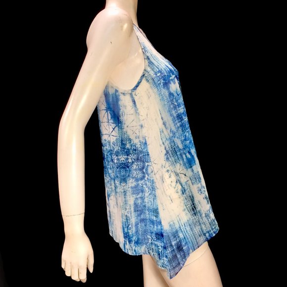 Vince Camuto Blue Tie Dye Handkerchief Top - Picture 3 of 5